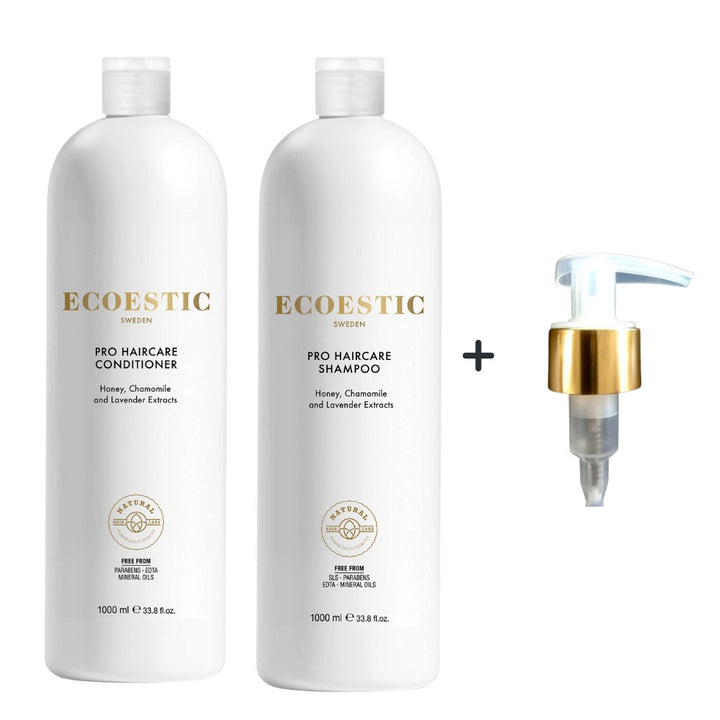 Paket 8 (Shampoo 1 Liter, Balsam 1 Liter + pump) - Ecoestic Sweden